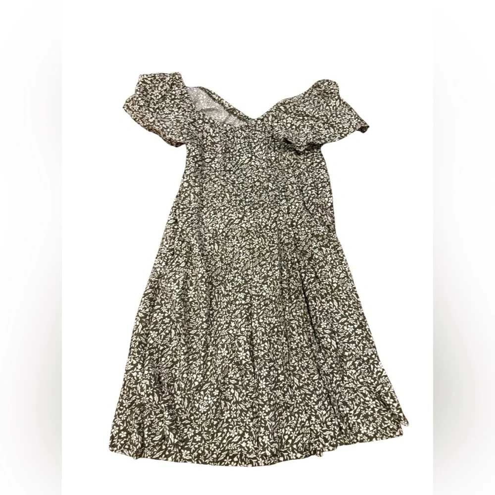 Old Navy green and White Floral Ruffle-Sleeve maternity Dress new with tags - Picture 2 of 4